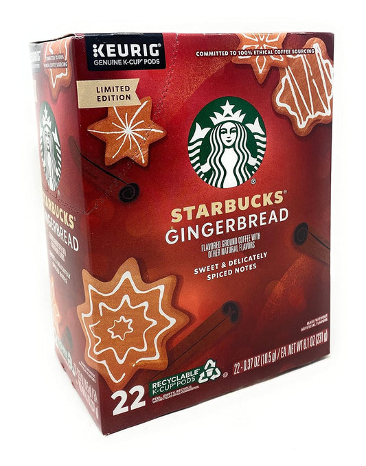 Starbucks Limited Edition Gingerbread Coffee K-Cups - 22 Pods Per Box | Festive Flavor Delight