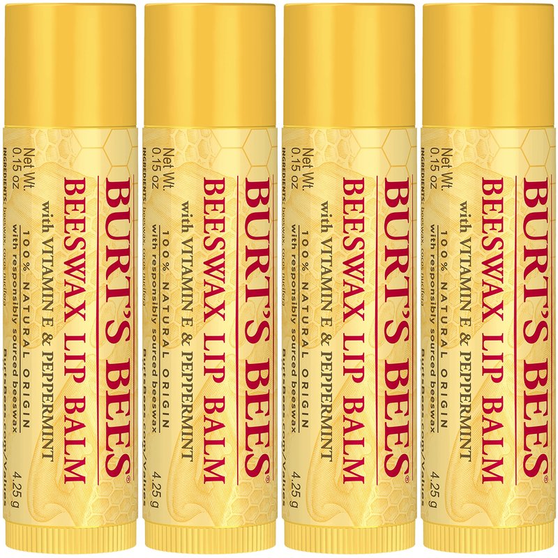 Beeswax Lip Balm Pack by Burts Bees for Unisex - 4 x 0.15 oz Lip Balm (Pack of 2)