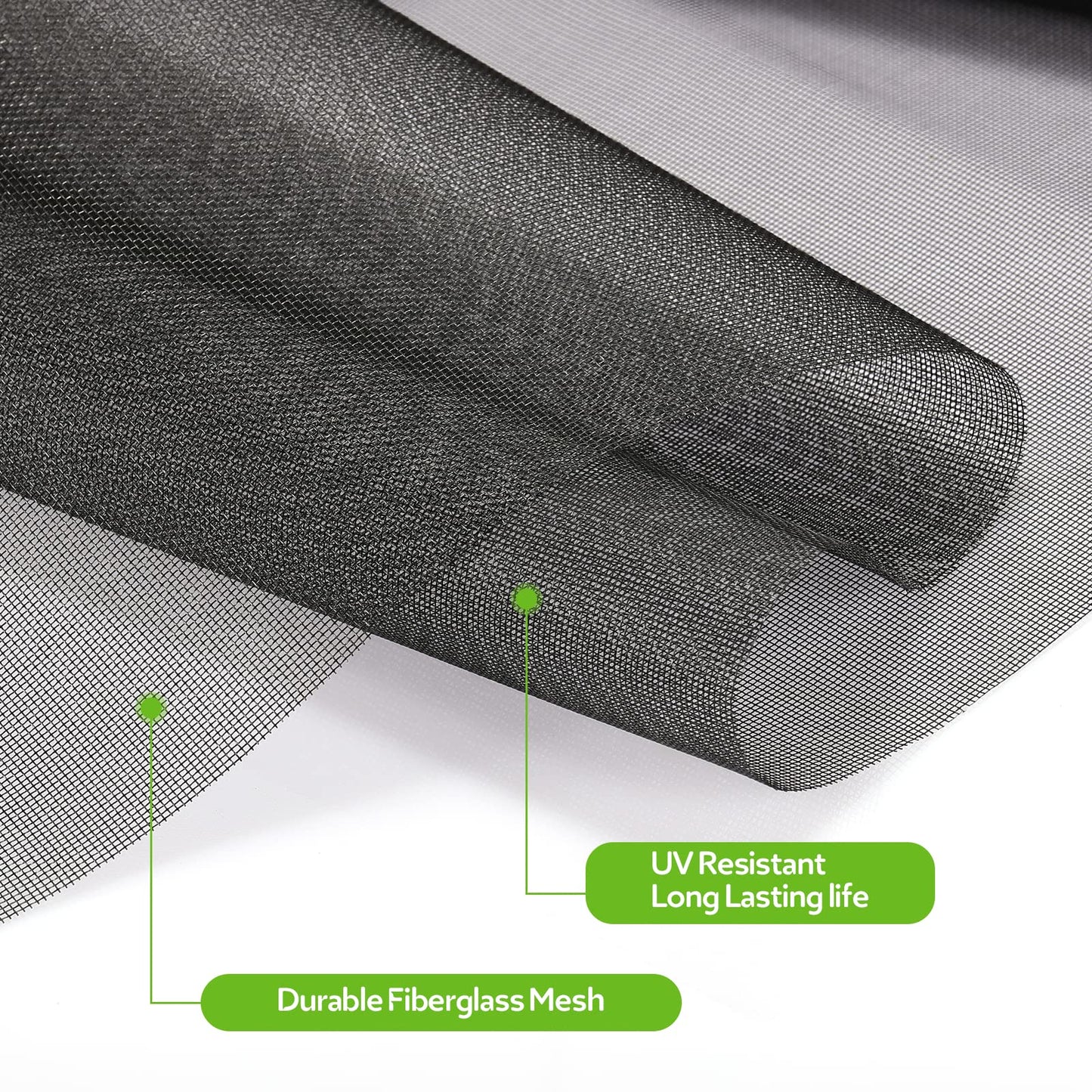 FLYZZZ Windows Screen Door Repair Kit Fiberglass Mesh 48''x118''(0.161"Spline) Black Window Screen Repair Kit Replacement Mesh Tool for Patio Screen Sliding Door Screen