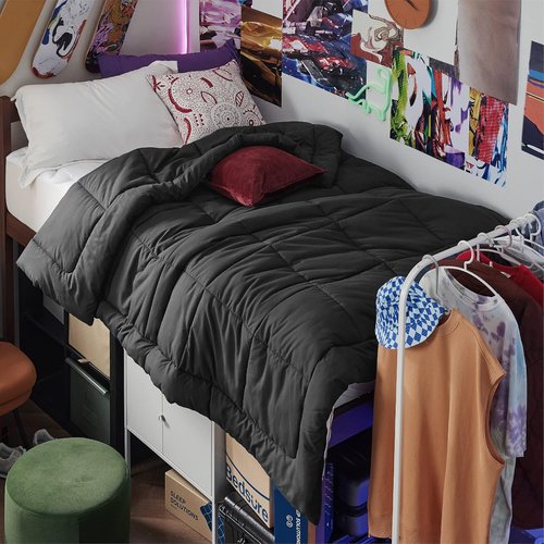 Bedsure Comforter Duvet Insert - All-Season Twin XL Quilted Bedding, GentleSoft Down Alternative, Black 92 x 68 Inches