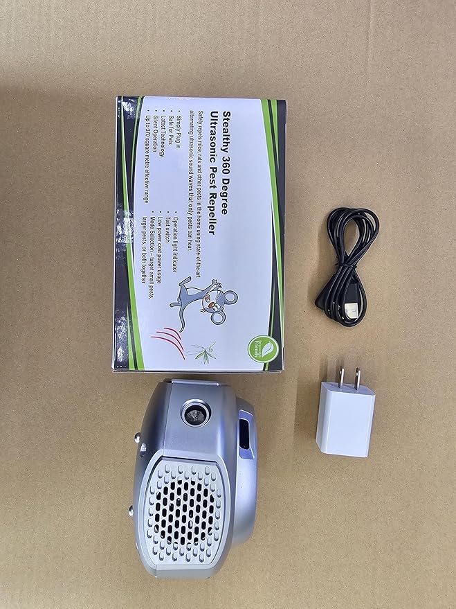 Ultrasonic Pest Repellent Plug in Electronic Device Mouse Traps,Mice Rat Squirrel Spider Repeller for Indoor Use,House Kitchen Garage Basement Office Attic 3 Modes Silver