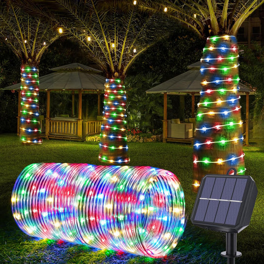 Skiennix Solar Rope Lights - 66ft 200LED Waterproof String Lights with 8 Modes | Outdoor Garden Decor - Multicolor