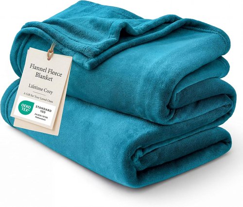 Bedsure Teal Blue Fleece Blanket - Soft, Lightweight 300GSM Plush Throw for Bed, Sofa, Travel, Camping 50x70