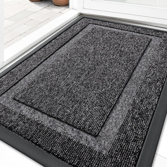 OLANLY Waterproof Front Door Mat | All-Season Indoor Outdoor Doormat, Easy Clean, 33x21, Black and White