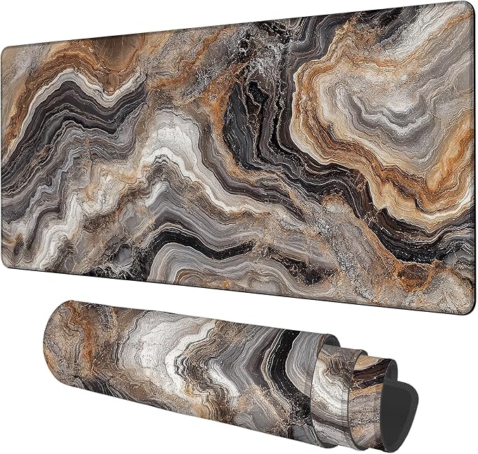 NITAHHHY Large Mouse Pad Abstract Marble Gaming Desk Pad Computer Keyboard Non-Slip Waterproof Mouse Mat with Rubber Base and Stitched Edges Entertainment Office Writing Desk Mat 35.4 x 15.7 Inches