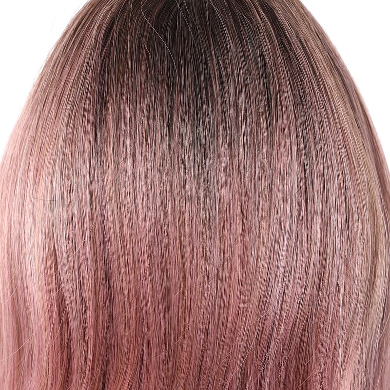 Osicapea Ombre Pink Wigs with Bangs for Women, Natural Wavy Curly Hair Woman Heat Resistant Synthetic Wig 22 Inch Long Wig for Women's Cosplay Costume Party Daily Use