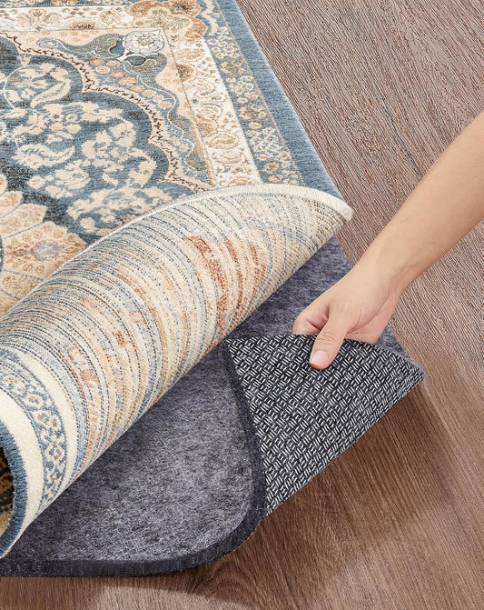 Veken Non-Slip Rug Pad - Cushioned Gripper for Hardwood Floors | 5 x 7 Ft, 1/4 Inch Thick