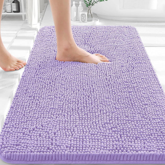 OLANLY Bathroom Rugs - Extra Soft Absorbent Chenille Bath Mats | Quick Dry, Machine Washable, 30x20, Lavender