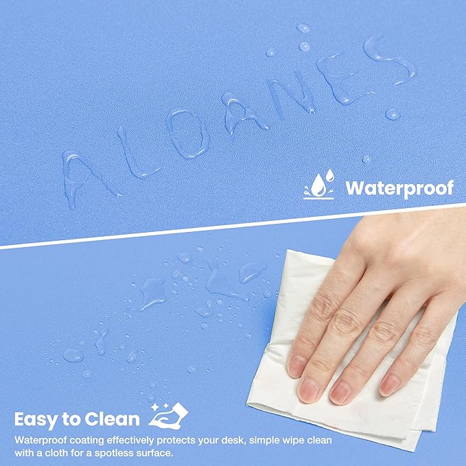 ALOANES Blue Waterproof Desk Mat, Large Mouse Pad with Extended Mouse Mat, with Anti Slip Base, Stitched Edge, Grain Jacquard Surface, Perfect for Gamer, Office& Home XL (31.50"x11.81"x0.12")