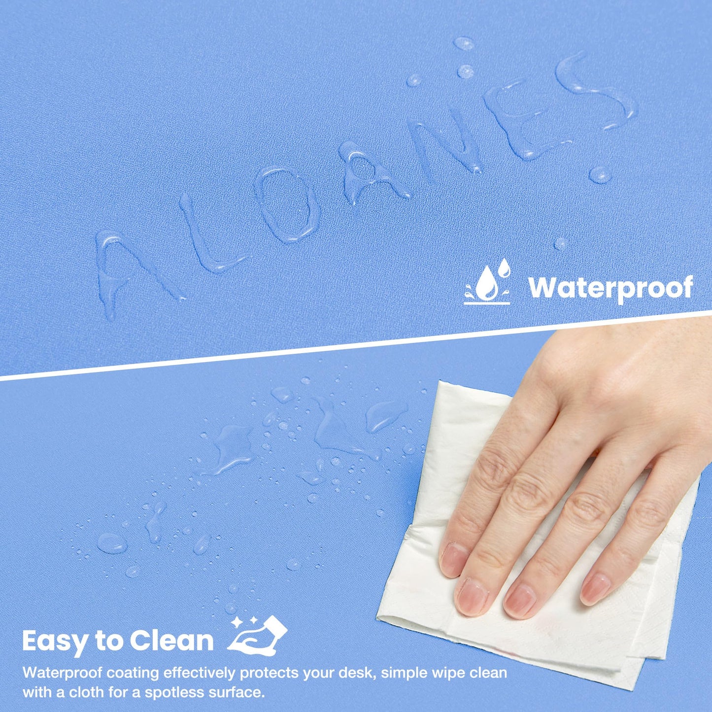 ALOANES Blue Waterproof Desk Mat, Large Mouse Pad with Extended Mouse Mat, with Anti Slip Base, Stitched Edge, Grain Jacquard Surface, Perfect for Gamer, Office& Home XL (31.50"x11.81"x0.12")