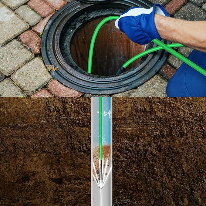 Sewer Jetter Kit for Pressure Washer 50FT â 5800PSI High-Pressure Drain Cleaner, M22 & 1/4'' NPT Universal Fit, Unclog Gutters & Sewer Lines, Durable Jetter Hose for Homeowners & DIYers