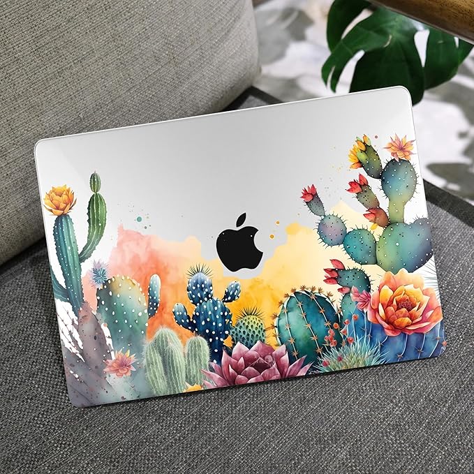 MEEgoodo for M5/M4/M3/M2 MacBook Air 15 inch Case 2026 2025 2024 2023, Case Fit Model (A3448/A3241/A3114/A2941) for MacBook Air 15.3 inch, Tropical Cactus