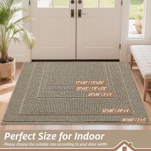 BEQHAUSE Dirt Trapper Door Mat - Non-Slip, Washable, Dirt Resistant | 20" x 32", Light Beige Entryway Mat
