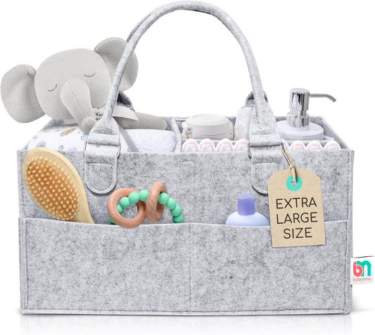 Skiennix Felt Diaper Caddy - Extra Large Portable Organizer for Baby & Toddler Items | Ideal for Nursery & Car