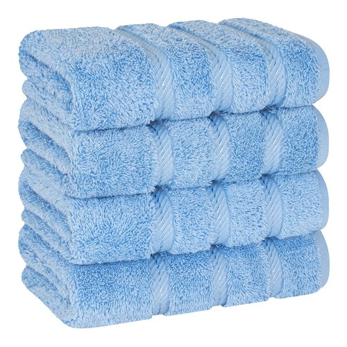 American Soft Linen Luxury Hand Towels for Bathroom, 600 GSM Heawy Weight 16x28 Size 100% Cotton Turkish 4 Piece Hand Face Towel Set, Sky Blue Hand Towels