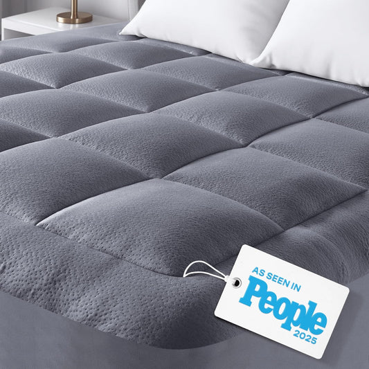 Niagara Ultra Soft Full XL Mattress Topper - Bamboo Viscose Pillow Top for Back Pain Relief | Naturally Cooling, Gray