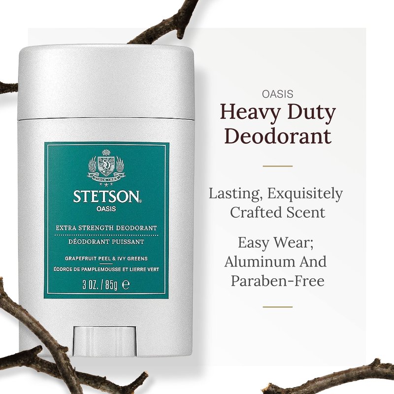 STETSON Personal Care Extra Strength Deodorant by Scent Beauty - Gel Men's Deodorant Stick for Grooming Kit - 3 oz - 3 Pack - Original