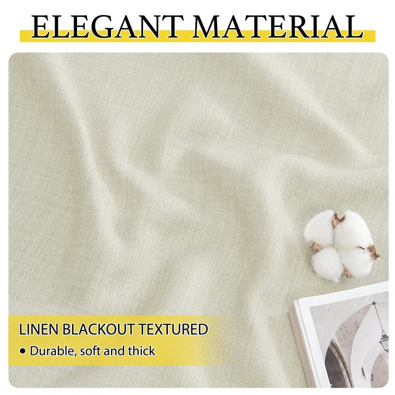 NICETOWN 24 inch Long Blackout Tiers, Farmhouse Grommet Half Window Curtains, Light Block Small Window Valances for Kitchen Cupboard, Covering for Bathroom, W34 x L24, Natural, 2 Panels