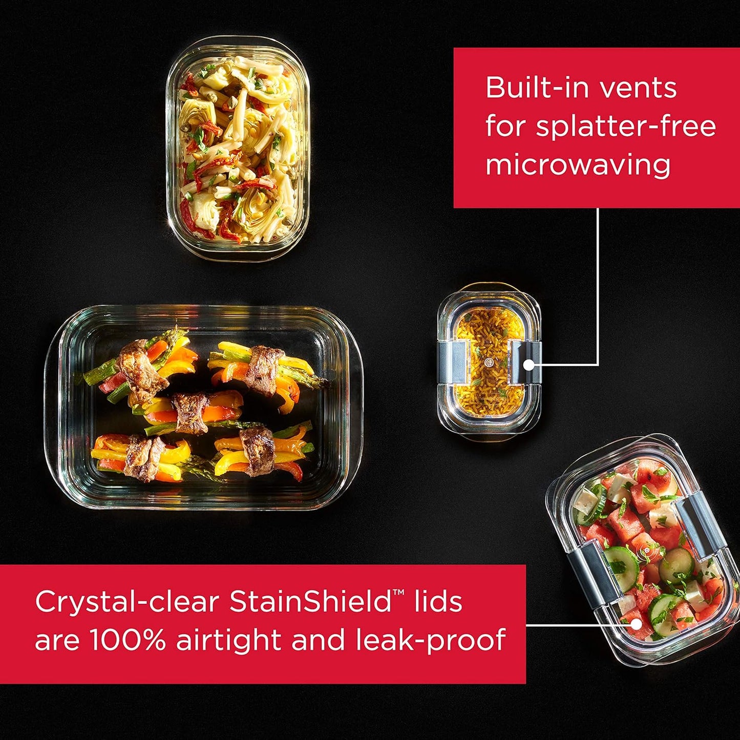 Rubbermaid Brilliance Glass Food Storage Containers - Leak-Proof & BPA-Free | 3.2 Cup, Set of 4, Clear