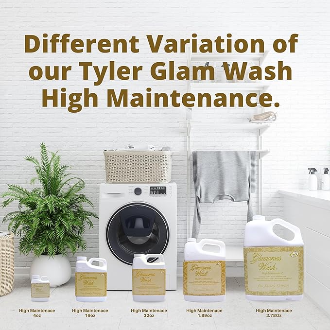 Worldwide Nutrition Bundle: Tyler Candle Company Glamorous Wash High Maintenance Scent Fine Laundry Liquid Detergent - Hand and Machine Washable - 4 oz (112 grams) Container and Keychain