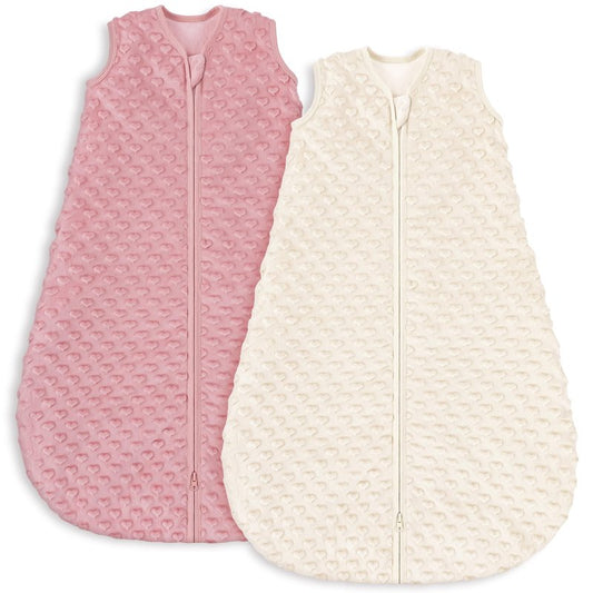 Yoofoss Fleece Baby Sleep Sack 6-12 Months with Plush Dots, TOG 1.5 Baby Wearable Blanket with 2-Way Zipper, Cotton Toddler Sleep Sack Fleece