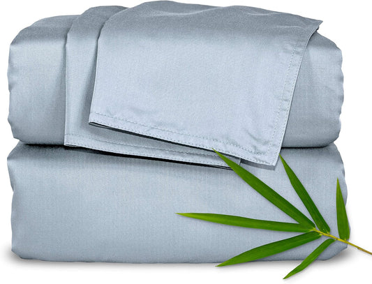 Pure Bamboo California King Sheets - 100% Organic Viscose Bed Set, Soft & Cooling | Sterling Blue