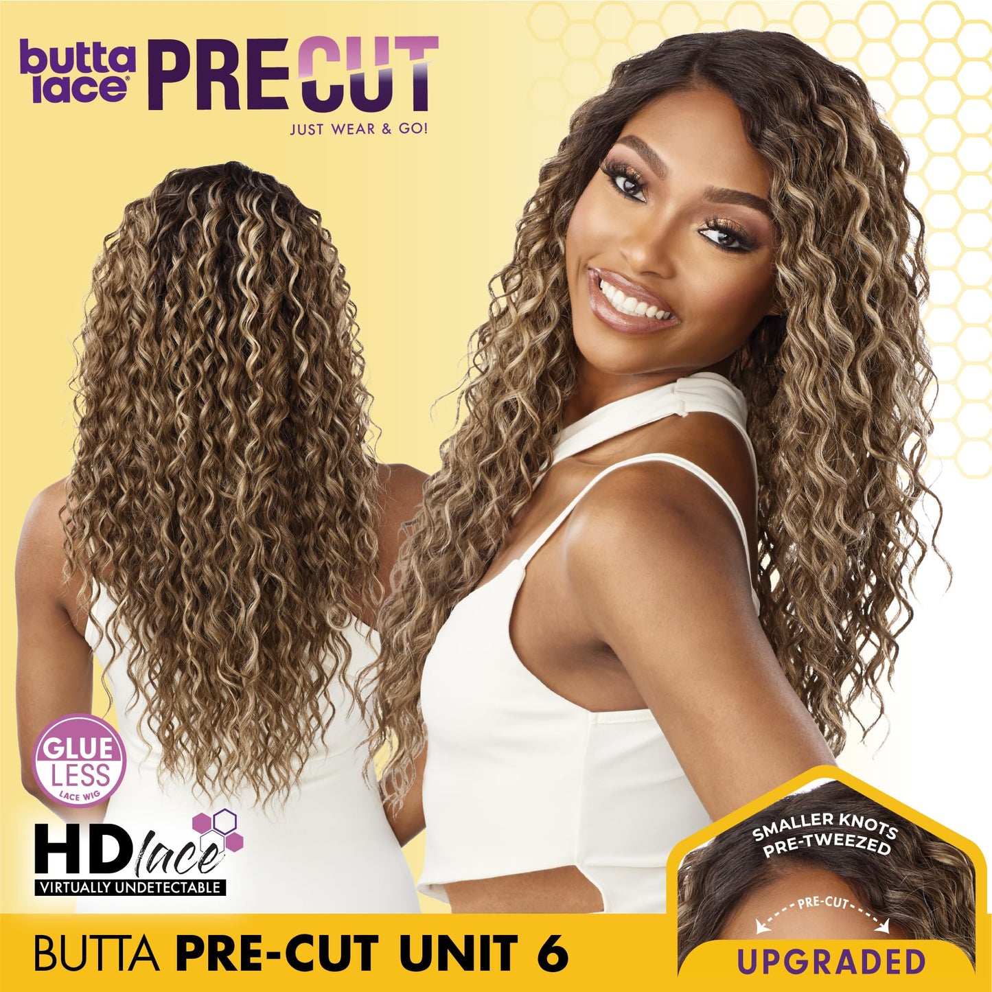 Sensationnel Butta Lace Precut Wigs - Unit 6 Glueless Extra Wide 5 Inch Deep Parting Synthetic Pre Tweezed Smaller Knot Hairline (TH2/30)