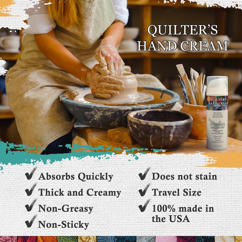 Original Udder Balm Quilter’s Hand Cream, Patchwork Lemon - Made in USA - Ultra-Hydrating Hand Cream for Quilters, Fast-Absorbing Non-Greasy Hand Lotion for Dry Cracked Hands, 5 Oz
