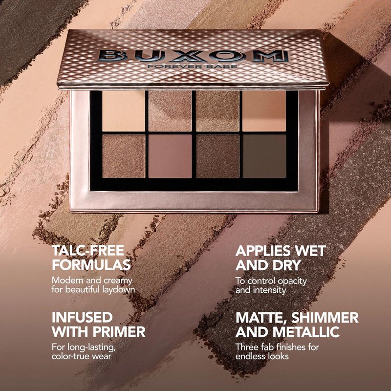BUXOM Makeup Eyeshadow Palette, High-Pigment Shades, Primer-Infused for Long-Lasting Wear, Blendable Matte, Shimmer & Satin Finishes, Talc-Free, Cruelty-Free, Iconic Nudes