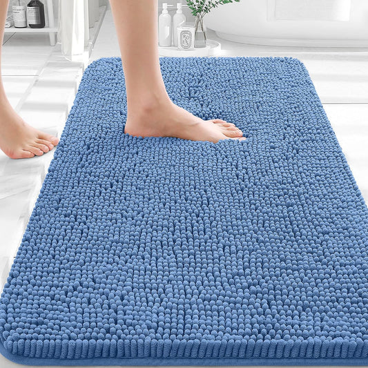 OLANLY Bath Rugs - Extra Soft Chenille, Quick-Dry & Machine Washable | 36x24, Cornflower Blue