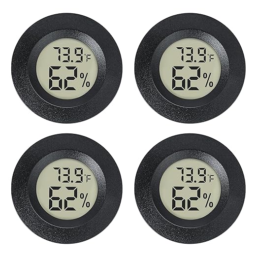 EWPJDK Mini Hygrometer Indoor Humidity Meter Hygrometer Thermometers 4 Pack Humidity Meters Gauge Hygrometer Mini Digital Thermometer Hygrometer for Humidors, Greenhouse, Garden, Cellar (4)