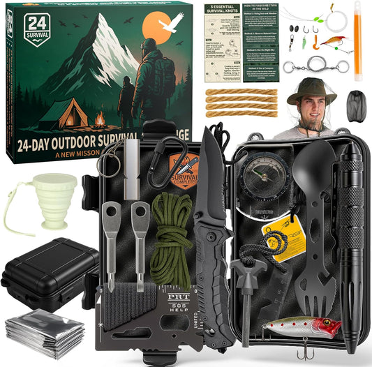 Survival Advent Calendar 2026 - 24-Day Christmas Countdown with Outdoor Survival Kit for Men