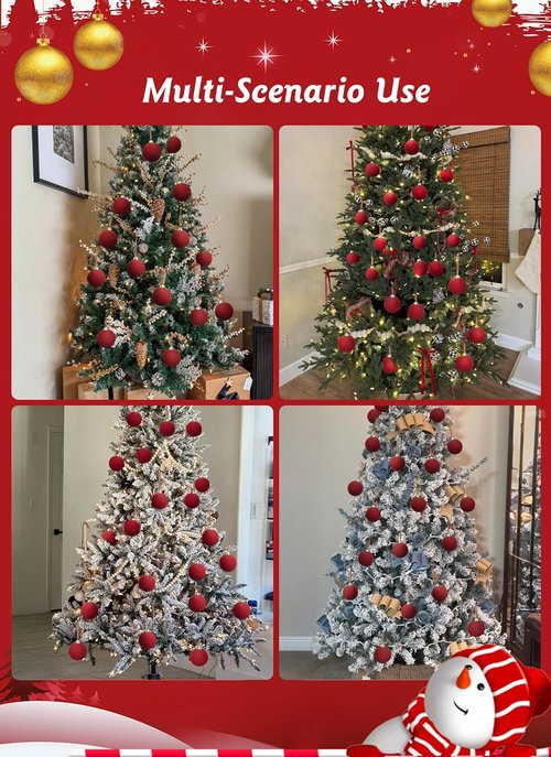 Brightown Velvet Christmas Balls - 15 Pcs 3.15 Inch Beige Ornaments for Holiday Tree Decor
