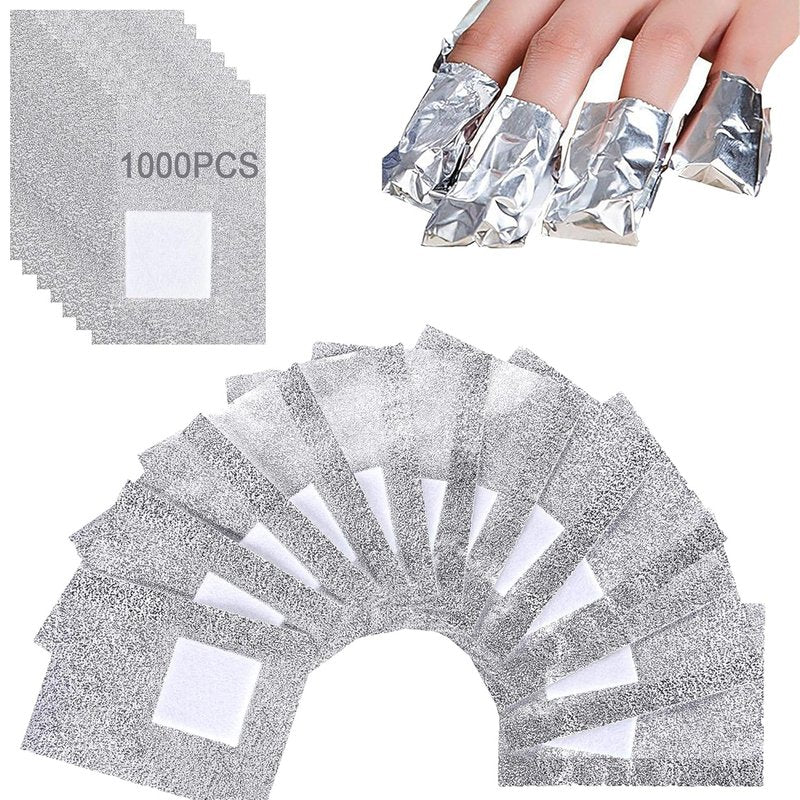 Nail Polish Remover Foil Wraps - 1000PCS with Lint-Free Cotton Pads | Soak Off Gel Nail Polish Removal Tool