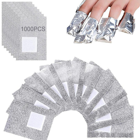 Nail Polish Remover Foil Wraps - 1000PCS with Lint-Free Cotton Pads | Soak Off Gel Nail Polish Removal Tool