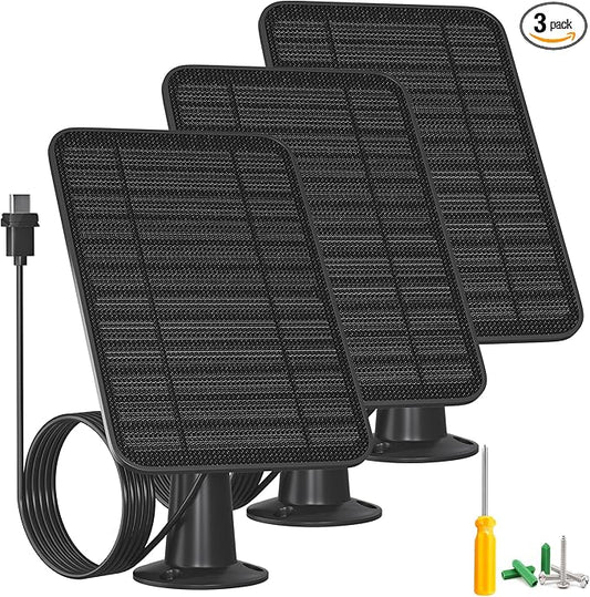 5W Solar Panel Compatible with Blink Outdoor 4(4th Gen)/Outdoor 2K+ Camera, Solar Panel Charger for Blink Camera with 13.1ft Cable Rubber Plug, IP65 Weatherproof, Includes Secure Wall Mount, 3 Pack