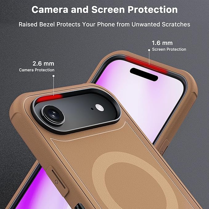 M MYBAT PRO for iPhone Air Case with Belt Clip Holster,[Compatible with Magsafe] w/Screen Protector,Anti-Drop,Shockproof,w 360°Rotating Kickstand,Heavy Duty Protection (Blue) (Brown)