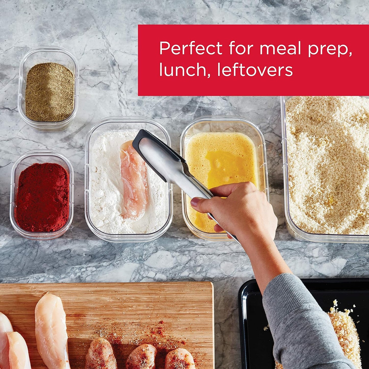 Rubbermaid Brilliance Food Storage Containers - BPA-Free, Leak-Proof, 1.3 Cup, 5 Pack, Microwave & Dishwasher Safe