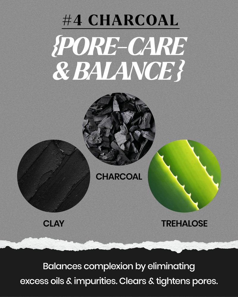 LINDSAY Charcoal Modeling Mask Cup Pack - Korean Skin Care Face Mask Modeling Pack – Single-Use Deep Pore Cleansing Face Mask w/Spatula Spoon – Spa Facial Peel-off Mask (6 ea, 0.36 lb)