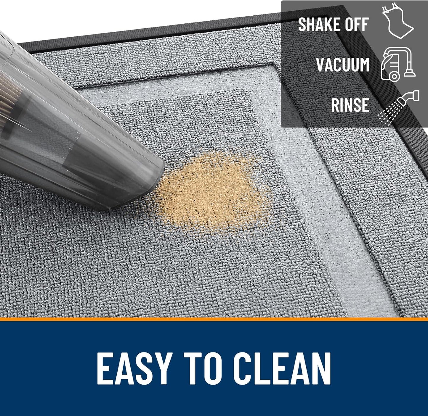 OLANLY Waterproof Front Door Mat - All-Season Indoor/Outdoor Doormat | Sturdy Natural Rubber, 29.5x17, Ash Gray