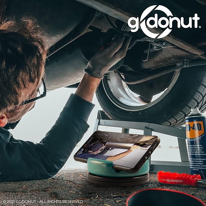 GoDonut 360 Swivel – Smartphone and Tablet Stand and Desk Organizer with 360 Degrees Device Rotation - Compact and Portable for Travel, Office and Home - Made in USA (Yellow)