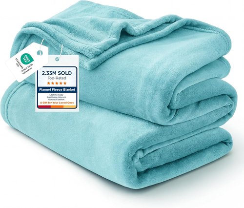 Bedsure GentleSoft Fleece Throw Blanket - Cozy Plush River Blue Blanket for Couch, 50x60 Inches