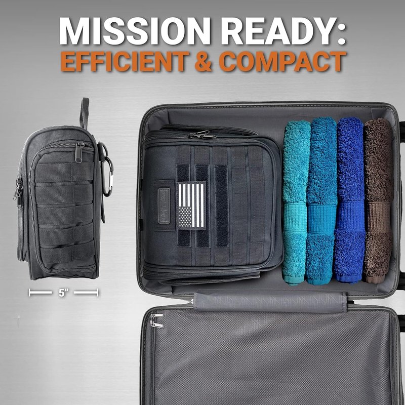 Tactical Toiletry Bag - Chef Sac Dopp Kit with 12 Compartments, MOLLE Webbing & Heavy-Duty Zippers | Travel Organizer for Men