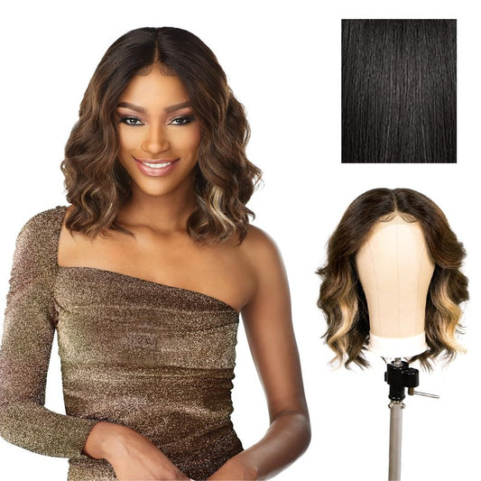 Sensationnel Butta Lace Wigs - Unit 8 Extra Wide 5 Inch Deep Parting Synthetic Preplucked Hairline Glueless Lacefront (1B OFFBLACK)