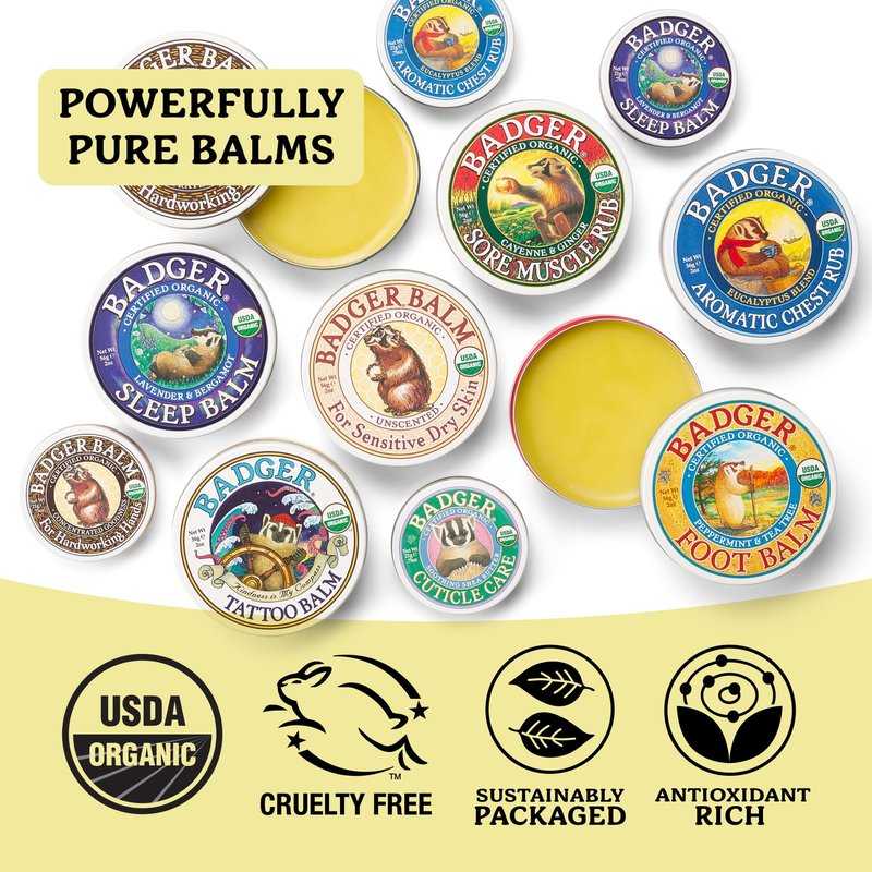 Badger Foot Balm, 100% Organic Foot Cream for Dry Cracked Heels and Feet, Fast Acting Foot Care for Women & Men, All-Natural Cracked Heel Treatment, 2 oz Tin