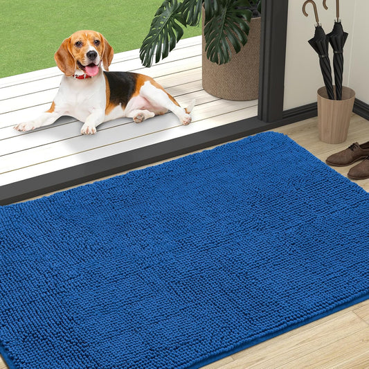 OLANLY Dog Door Mat - Absorbent Non-Slip Washable Doormat for Muddy Paws | 47x32 Deep Navy Blue