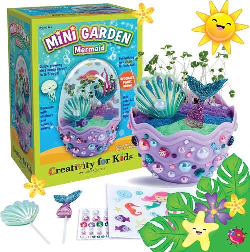 Creativity for Kids Mini Garden - Mermaid Terrarium Kit for Girls | Fun Crafts & Gifts for Ages 6+