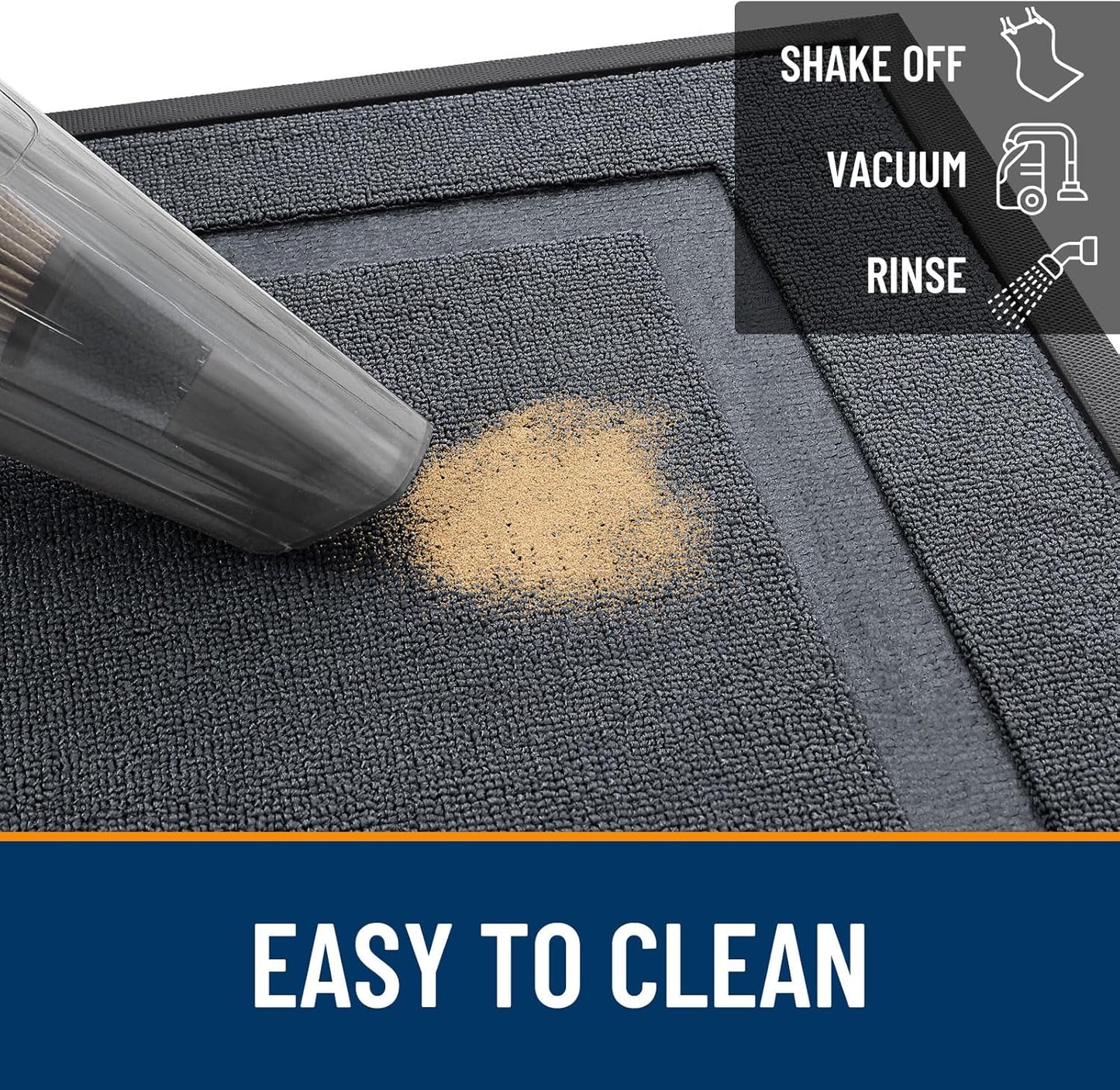 OLANLY Indoor Outdoor Front Door Mat - Waterproof All-Season Doormat, Easy Clean, 47x23, Charcoal Gray