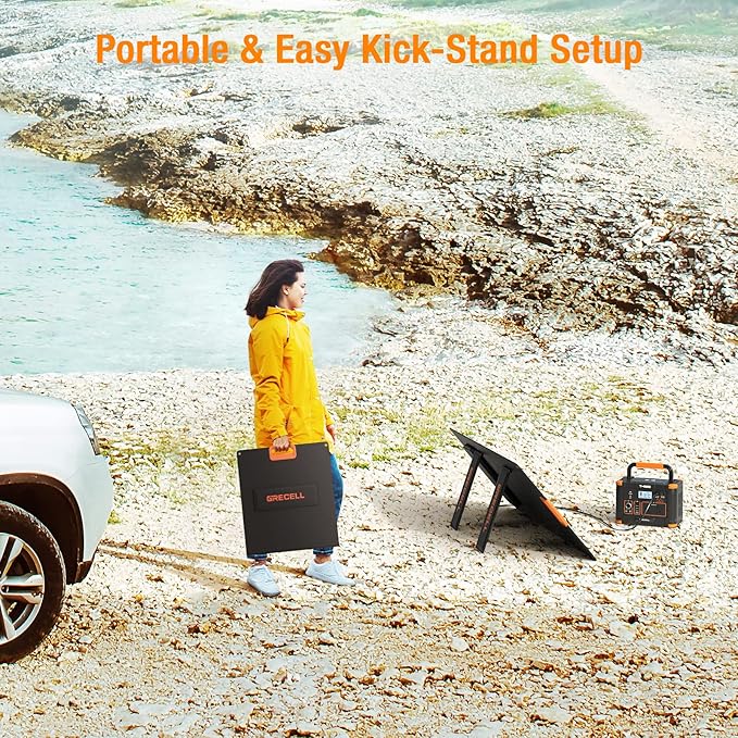 Portable Power Station 500W(Peak 1000W), 519.48Wh Outdoor Solar Generator with 2 AC(120V) Outlets, 10 Ports Powerhouse with USB-C PD Fast Charging for Travel, RV Camping, Off-Grid Living, Emergency