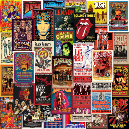 Vintage Rock Band Posters Set by [Brand Name] - 56PCS Retro Music Wall Art Prints | Classic 70s-90s Album Covers for Bedroom, Living Room, Man Cave Decor (4x6 Inch)